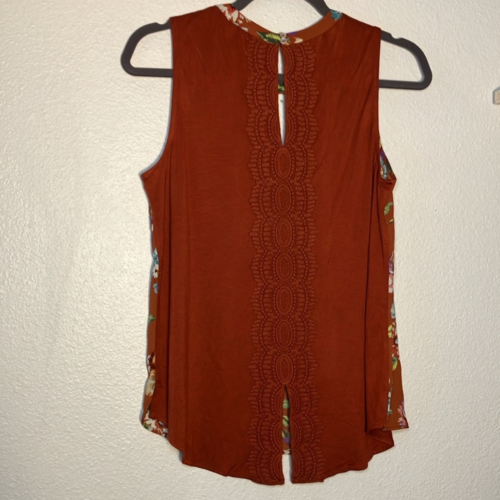 Daniel Rainn Rust Floral Sleeveless top PS NWT work shirt dress formal spring - Picture 5 of 7